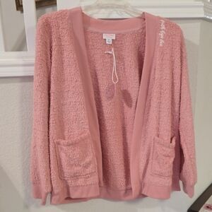 Brand New Lacy Chabert Pink Cardigan Size XL